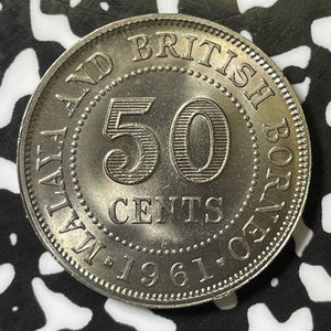1961-H Malaya & British Borneo 50 Cents Lot#E4714 High Grade! Beautiful!