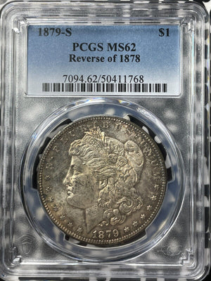 1879-S U.S. $1 Morgan Dollar PCGS MS62 Reverse Of 1878 Lot#G8829 Silver! Scarce!