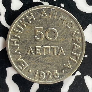 1926 Greece 50 Lepta Lot#T8033 High Grade! Beautiful!