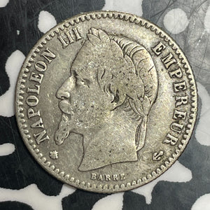 1865-A France 50 Centimes Lot#T3265 Silver!