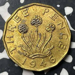 1946 Great Britain 3 Pence Threepence Lot#E6917 Key Date! Nice!