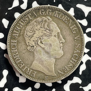 1850-F Germany Saxony 1 Thaler Lot#JM9867 Large Silver! Reverse Damage