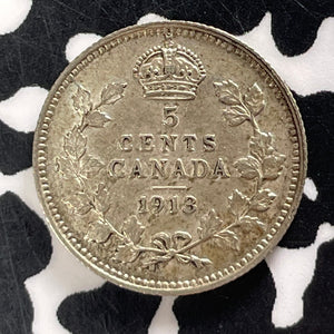 1913 Canada 5 Cents Lot#T4814 Silver! High Grade! Beautiful!