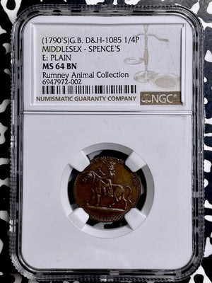 (1790s) G.B. Middlesex Spence's 1/2 Penny Conder Token NGC MS64BN Lot#G9808