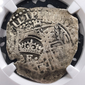 (1651-52) Bolivia C/S 7 1/2 Reales NGC Sea Salvaged-Fine Det. Lot#G9158 Silver!