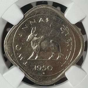 1950-(B) India 2 Annas NGC PR64 Lot#G174 Proof! Choice UNC!
