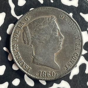 1860 Spain 25 Centimos Lot#T6884