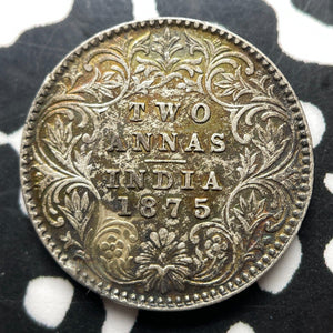 1875 India 2 Annas Lot#JM8276 Silver! High Grade! Beautiful!