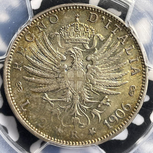 1906-R Italy 2 Lire PCGS MS62 Lot#G7312 Silver! Nice UNC!