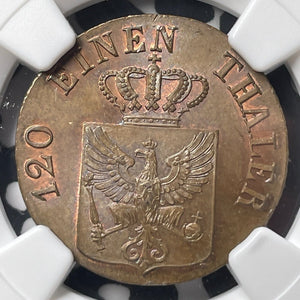 1835-A Germany Prussia 3 Pfennig NGC MS65BN Lot#G8905 Gem BU! Solo Top Graded!