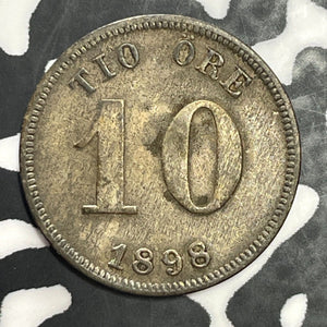 1898 Sweden 10 Ore Lot#E6619 Silver!