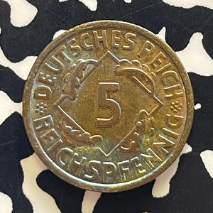 1926-A Germany 5 Pfennig Lot#T5780 High Grade! Beautiful Toning!