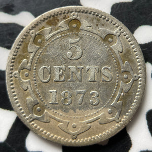 1873 Newfoundland 5 Cents Lot#JM9020 Silver! Key Date! Nice Detail, Old Cleaning