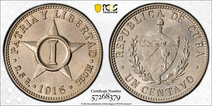 1915 Caribbean 1 Centavo PCGS MS64 Lot#G777 Choice UNC!