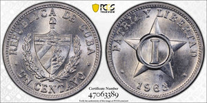 1963 Caribbean 1 Centavo1 PCGS MS64 Lot#G7988 Choice UNC!