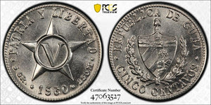 1960 Caribbean 5 Centavos PCGS MS64 Lot#G7989 Choice UNC!