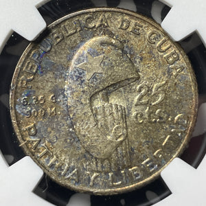 1953 Caribbean Jose Marti 25 Centavos NGC MS62 Lot#G9507 Silver! Nice UNC!
