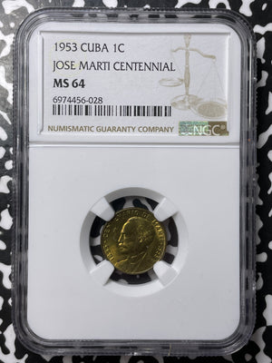 1953 Caribbean Jose Marti 1 Centavo NGC MS64 Lot#G7653 Choice UNC!