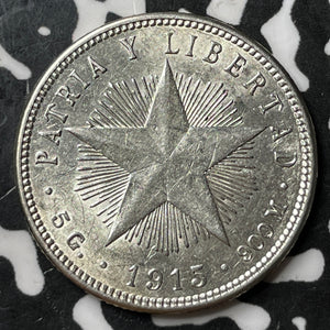 1915 Caribbean 20 Centavos Lot#D9841 Silver! High Grade! Beautiful!