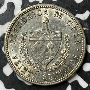 1915 Caribbean 20 Centavos Lot#D9842 Silver! High Grade! Beautiful!