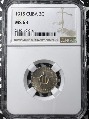 1915 Caribbean 2 Centavos NGC MS63 Lot#G6717 Choice UNC!