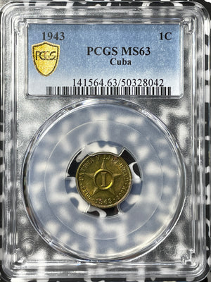 1943 Caribbean 1 Centavo PCGS MS63 Lot#G7888 Choice UNC!