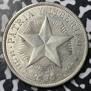 1933 Caribbean 1 Peso Lot#JM6657 Large Silver! Nice Detail, Old Cleaning