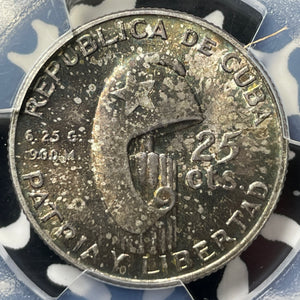 1953 Caribbean 25 Centavos PCGS MS62 Lot#G6161 Silver! Nice UNC!