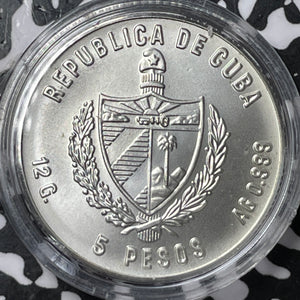1981 Caribbean 5 Pesos Pinta Lot#D7142 Silver! Proof! 1,000 Minted, KM#72