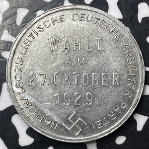 1929 Germany Adolph Hitler NSDAP Election Token Lot#JM8651 30mm