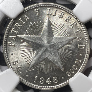 1948 Caribbean 20 Centavos NGC MS63 Lot#G6714 Silver! Choice UNC!
