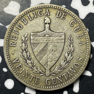 1915 Caribbean 20 Centavos Lot#E8201 Silver!