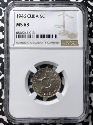 1946 Caribbean 5 Centavos NGC MS63 Lot#G7200 Choice UNC!