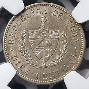 1915 Caribbean 10 Centavos NGC Cleaned-UNC Details Lot#G6538 Silver!