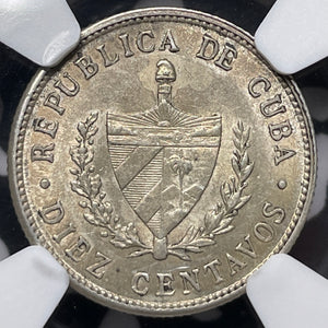 1915 Caribbean 10 Centavos NGC Stained-UNC Details Lot#G6155 Silver!