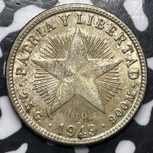 1949 Caribbean 10 Centavos Lot#D4552 Silver! Nice!