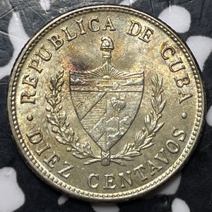 1949 Caribbean 10 Centavos Lot#D4552 Silver! Nice!