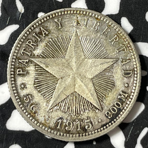 1915 Caribbean 20 Centavos Lot#E0221 Silver! High Grade! Beautiful!