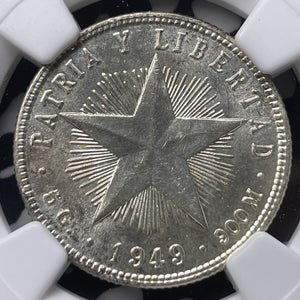 1949 Caribbean 20 Centavos NGC MS62 Lot#G8924 Silver! Nice UNC!