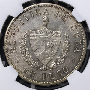 1915 Caribbean 1 Peso NGC Cleaned-UNC Details Lot#G8926 Silver! High Relief