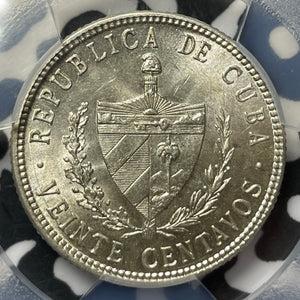 1948 Caribbean 20 Centavos PCGS MS63 Lot#G7567 Silver! Choice UNC!