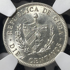 1949 Caribbean 10 Centavos NGC MS63 Lot#G6715 Silver! Choice UNC!