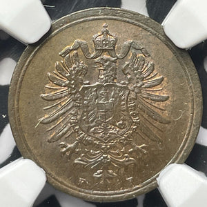 1876-F Germany 1 Pfennig NGC MS64BN Lot#G4757 Choice UNC!
