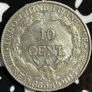 1900 French Indo-China 10 Cents Lot#D5139 Silver! Nice!