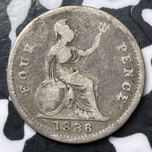 1836 Great Britain 4 Pence Fourpence Lot#D5367 Silver!