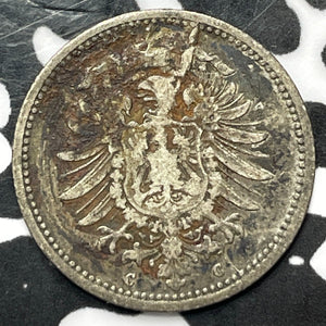 1873-C Germany 20 Pfennig Lot#D2663 Silver! Low Mintage