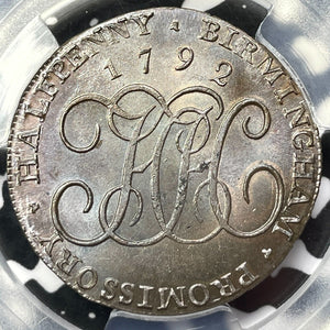 1792 G.B. Warwickshire Hickman's 1/2 Penny Conder Token PCGS MS64BN Lot#G5524