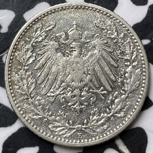 1909-E Germany 1/2 Mark Half Mark Lot#D6325 Silver! Better Date
