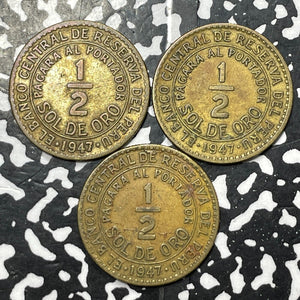 1947 Peru 1/2 Sol (3 Available) (1 Coin Only)