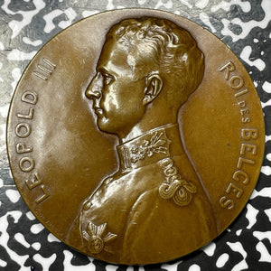 1934 Belgium Leopold III Medal By Devreese Lot#OV1053 70mm